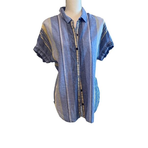 Beachlunchlounge Striped Short Sleeve Shirt Size Large - Picture 1 of 5